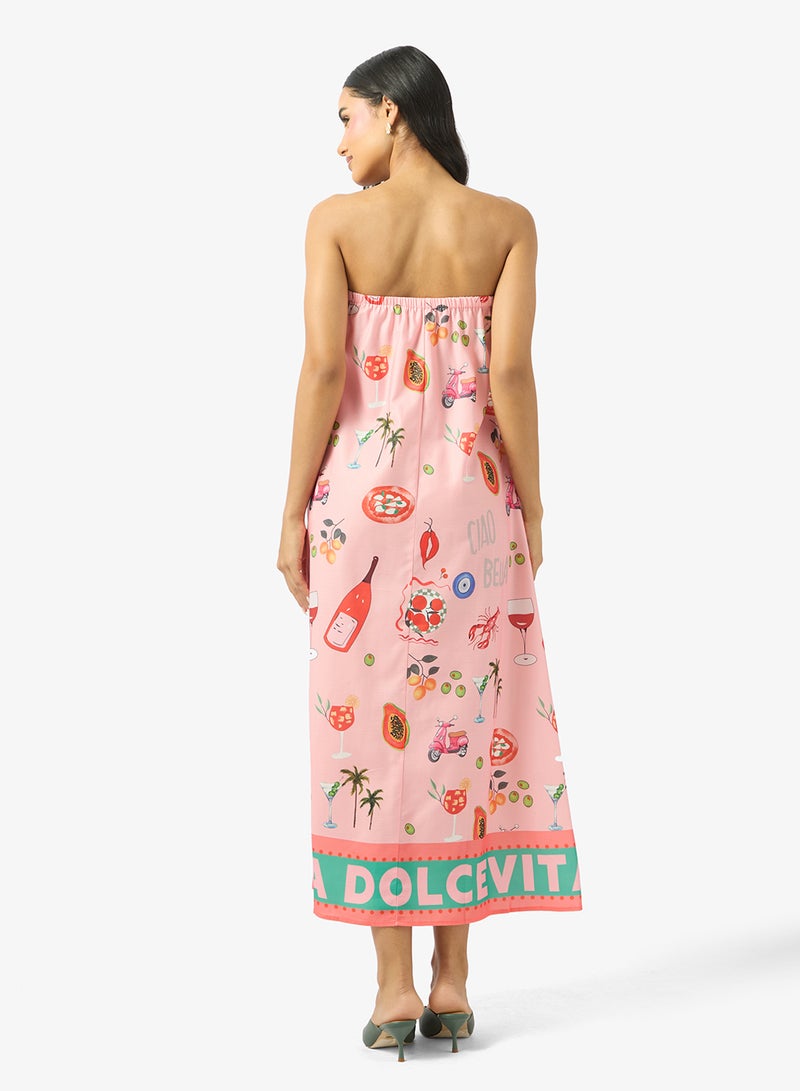 Ginger Bandeau A Line Printed Resort Dress - Image 2
